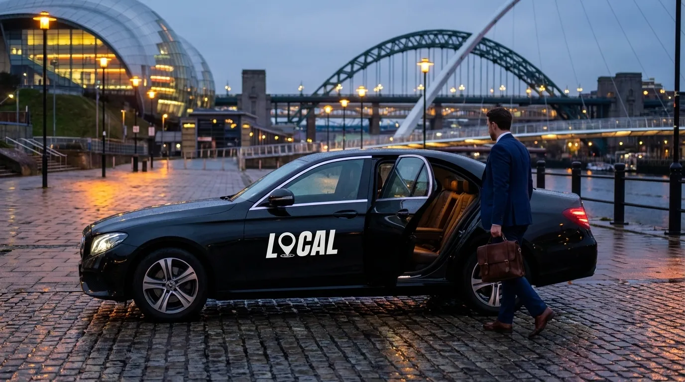Business professional with Local Taxis on Newcastle Quayside